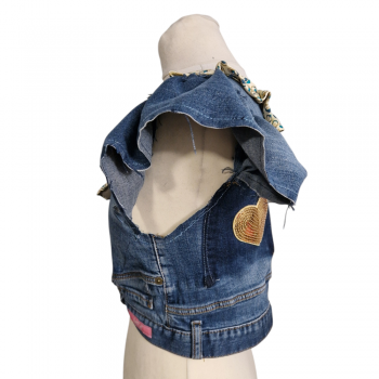 Top en jean upcycling - "Butterfly" - T. 40/42