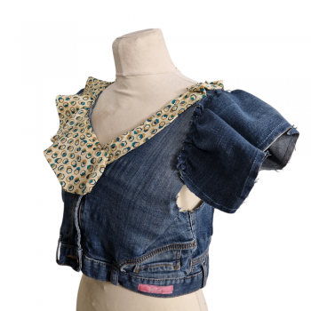 Top en jean upcycling - "Butterfly" - T. 40/42