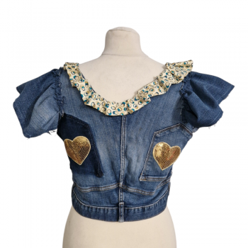 Top en jean upcycling - "Butterfly" - T. 40/42