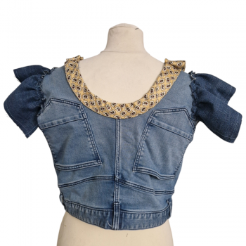 Top en jean upcycling - "Butterfly" - T. 42