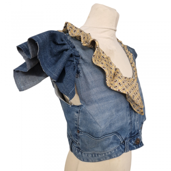 Top en jean upcycling - "Butterfly" - T. 42